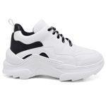 Tênis New Recortes Branco e Preto Sneaker Chunky - Cadarço Adicional 
