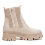 Bota Tratorada Off-White Elástico e Zíper Tenehi