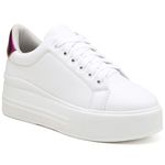 Tênis Flatform Plataforma Branco Traserinha Pink