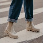 Bota Tratorada Off-White Elástico e Zíper Tenehi
