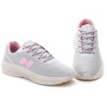 Tênis Feminino NET RUN na Cor Cinza e Detalhe em Rosa