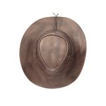 1651KP-Chapéu Unissex Estilo Americano Couro Linha Barretos Marrom