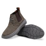 19050LC-Botina Paris masculina em couro(interno/externo) palmilha gel Cinza