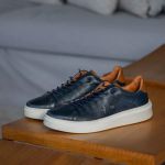 27001LCS-Tênis masculino em couro com forro de couro e palmilha de gel para conforto Marinho