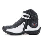 271AT-Bota para motociclista em couro Legitimo com proteção na cor preto Branco