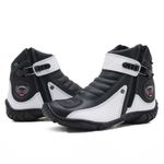 271AT-Bota para motociclista em couro Legitimo com proteção na cor preto Branco