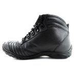 274AT-Botinha motociclista em couro robusto na cor preta 