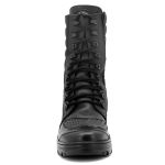 277AT-Bota robusta motociclista estilizada militar em couro legítimo com zíper lateral na cor preta
