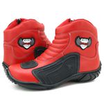 283AT-Bota para motociclista com protetor de borracha na cor vermelha 