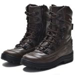 289AT-Bota Coturno tático militar de couro robusto segurança e conforto na cor cafe