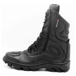 292AT-Bota Coturno tático militar de couro robusto segurança e conforto na cor Preto