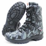 293AT-Bota masculina estilizada Exército Brasileiro Couro Legítimo e Lona camuflada cinza