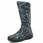 295AT-Bota aventura caça e pesca em couro legítimo reforçado toda camuflada cinza 