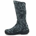 295AT-Bota aventura caça e pesca em couro legítimo reforçado toda camuflada cinza 