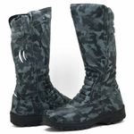 295AT-Bota aventura caça e pesca em couro legítimo reforçado toda camuflada cinza 