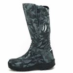 295AT-Bota aventura caça e pesca em couro legítimo reforçado toda camuflada cinza 