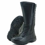295AT-Bota de bombeiro civil em couro legítimo preto reforçado e forrada sem logo