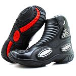 298AT-Bota Motociclista Slider com protetor borracha em Couro Legítimo na cor preto