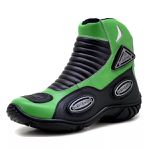 298AT-Bota Motociclista Slider com protetor borracha em Couro Legítimo na cor Verde