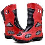 300AT-Bota motociclista robust Stunt em couro legítimo forrada tecido espumado na cor vermelho 