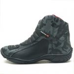 305AT-Bota motociclista couro semi impermeável protetores de borracha na cor cinza camuflado