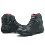 305AT-Bota motociclista couro semi impermeável protetores de borracha na cor cinza camuflado