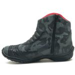 305AT-Bota motociclista couro semi impermeável protetores de borracha na cor cinza camuflado