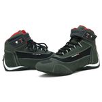 310AT-Tênis para motociclista com refletivo de cano alto de couro legitimo cinza