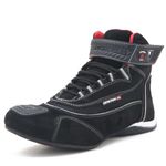 310AT-Tênis para motociclista com refletivo de cano alto de couro preto legitimo