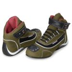 310AT-Tênis para motociclista com refletivo de cano alto de couro oliva legitimo 