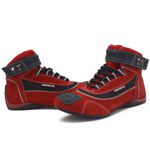 310AT-Tênis para motociclista com refletivo de cano alto de couro vermelho legitimo 