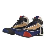 320AT-Bota Tênis Motociclista Cano Alto Couro com protetores de borracha Refletivos azul vermelho