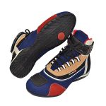 320AT-Bota Tênis Motociclista Cano Alto Couro com protetores de borracha Refletivos azul vermelho