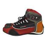 320AT-Bota Tênis Motociclista Cano Alto Couro com protetores de borracha Refletivos vermelho preto