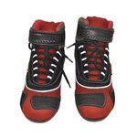 320AT-Bota Tênis Motociclista Cano Alto Couro com protetores de borracha Refletivos vermelho preto