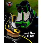 952AT-Bota Cano Alto Motociclismo Couro Legítimo – Palmilha com 9cm de Altura vermelho e preto
