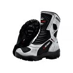 952AT-Bota Cano Alto Motociclismo Couro Legítimo – Palmilha com 9cm de Altura branco alvejado