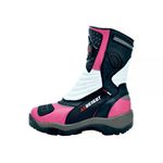 952AT-Bota Cano Alto Motociclismo Couro Legítimo – Palmilha com 9cm de Altura Rosa