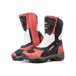 952AT-Bota Cano Alto Motociclismo Couro Legítimo – Palmilha com 9cm de Altura vermelho e preto
