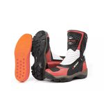 952AT-Bota Cano Alto Motociclismo Couro Legítimo – Palmilha com 9cm de Altura vermelho e preto