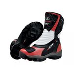 952AT-Bota Cano Alto Motociclismo Couro Legítimo – Palmilha com 9cm de Altura vermelho e preto