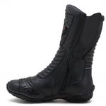 420AT-Bota motociclista couro legítimo semi-impermeável com ajuste em velcro na panturrilha nas cores Preto