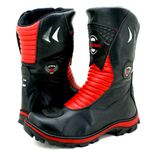 302AT-Bota Motociclista two-wheel adventure robusta em Couro Legítimo vermelho