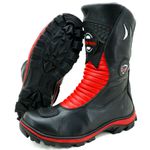 302AT-Bota Motociclista two-wheel adventure robusta em Couro Legítimo vermelho