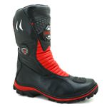 302AT-Bota Motociclista two-wheel adventure robusta em Couro Legítimo vermelho