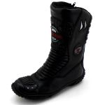 302AT-Bota Motociclista two-wheel adventure robusta em Couro Legítimo preto