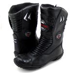 302AT-Bota Motociclista two-wheel adventure robusta em Couro Legítimo preto