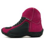 305AT-Bota motociclista couro semi impermeável protetores de borracha na cor pink preto