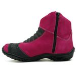 305AT-Bota motociclista couro semi impermeável protetores de borracha na cor pink preto