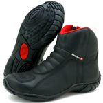 305AT-Bota motociclista couro semi impermeável protetores de borracha na cor preto